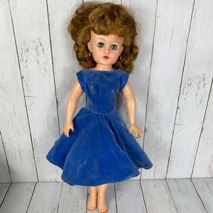 1950s Ideal Miss Revlon 22” Doll VT-22 Sleep Eyes Twist Waist Original Dress